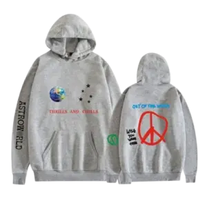 TRAVIS SCOTT Thrills And Chills Grey Hoodie Front Back